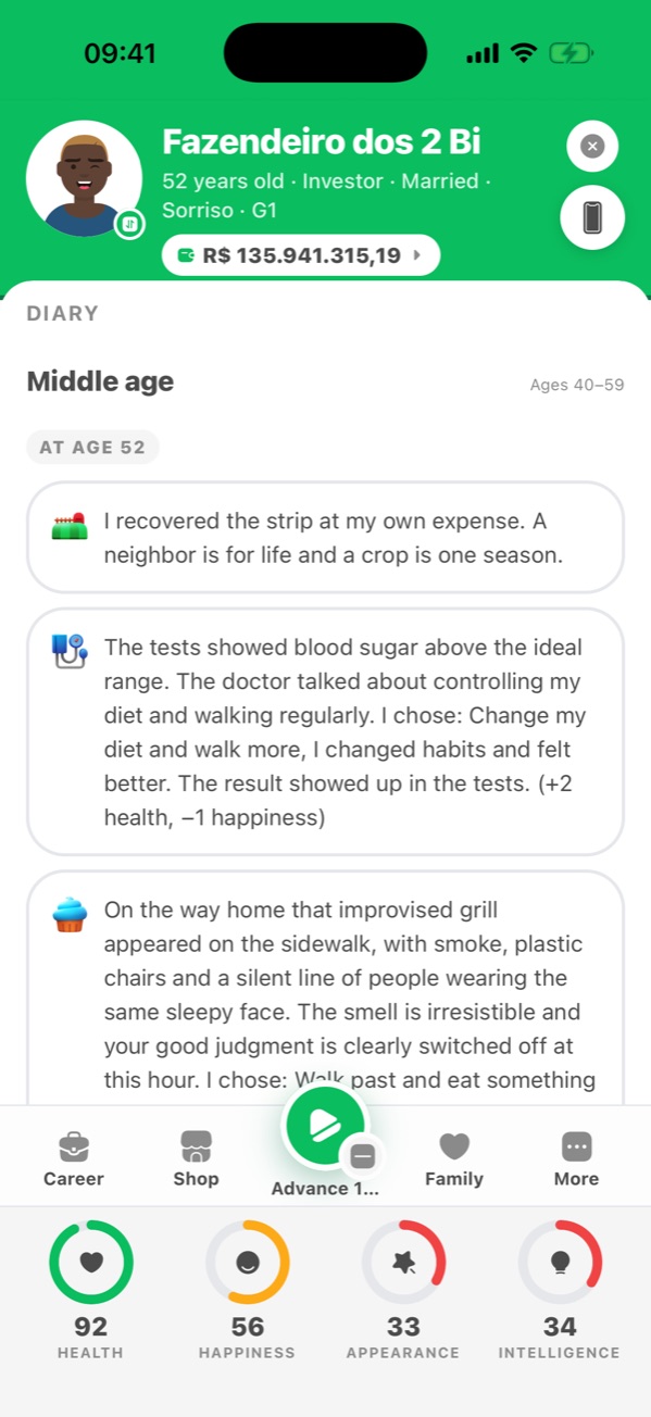 VidaBR diary screen