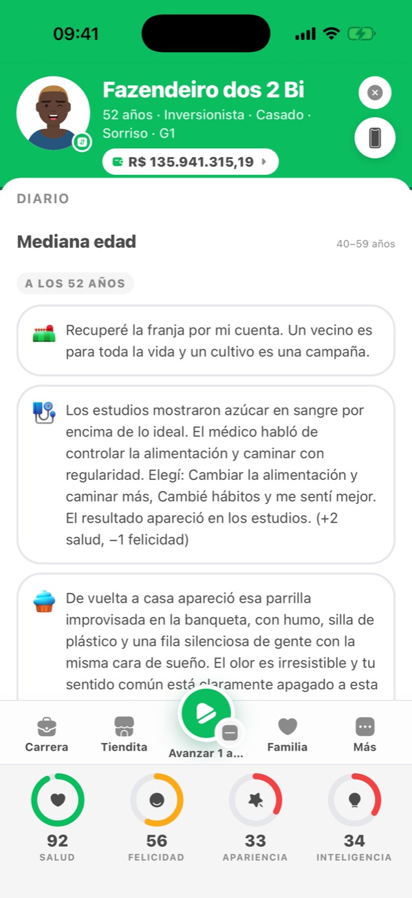 Pantalla del diario de VidaBR