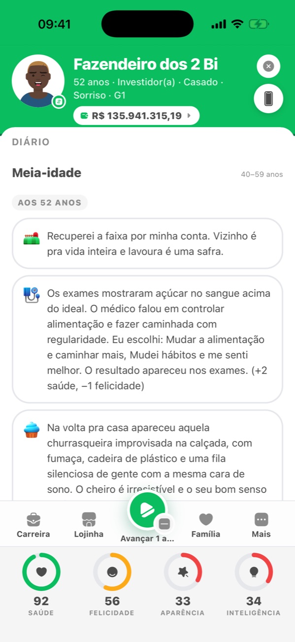 Tela do diário do VidaBR